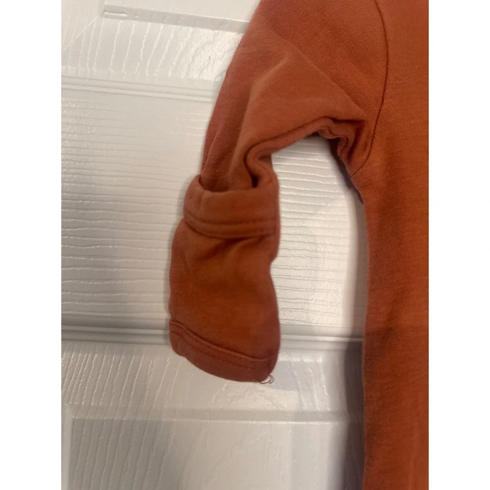 Kate Quinn Organic Cotton Baby Gown Terracotta Rust Orange 0-3M Long Sleeve